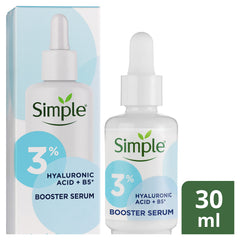 Simple 3% Hyaluronic Acid + B5* Booster Serum Serum Skin Care Suitable for All Skin Types for Hydrated, Softer Skin 30 ml