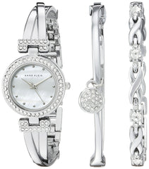 Anne Klein Women's Premium Crystal Accented Bangle Watch and Bracelet Set