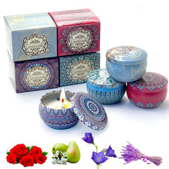 BananaHome 4Pack Scented Candles,2.5oz Aromatherapy Candles for Home Scented,Natural Soy Candles with Floral Scents,Portable Small Jar Candle Set for Travel,Spa,Bath,Yoga,Home Decor Gift Candle (4, B)