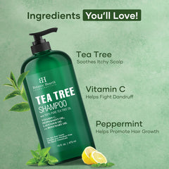 Botanic Hearth Tea Tree Shampoo, Vitamin C, Peppermint, Lavender and Rosemary Oil, Fights Dandruff and Dry Scalp - 473 ml