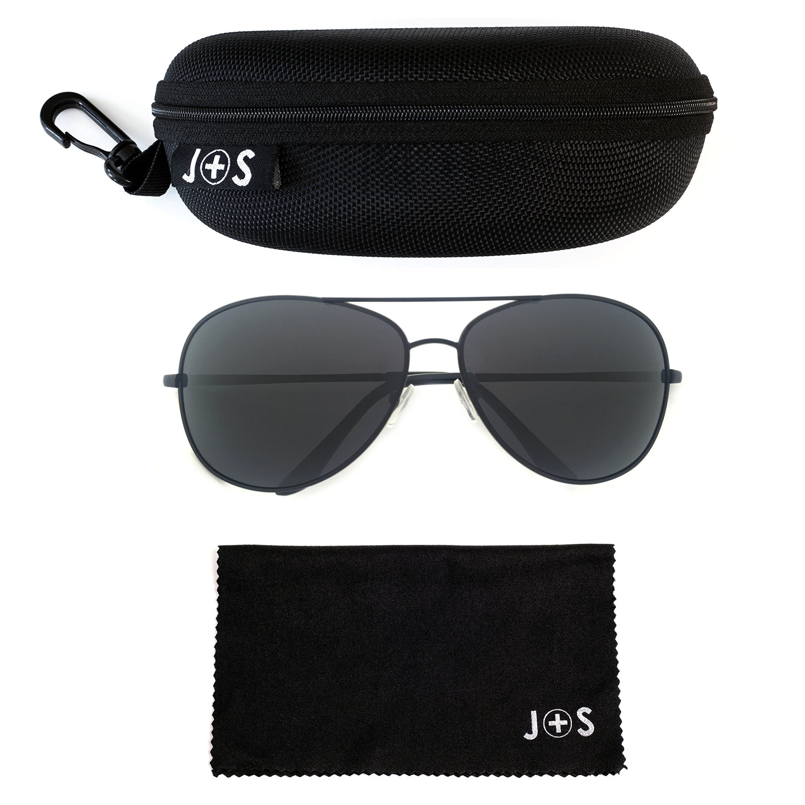 J+S Premium Military Style Classic Aviator Sunglasses, Polarized, 100% UV protection for Men Women