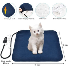 RIOGOO Pet Heating Pad - 18" x 18" Electric Heated Mat for Dogs & Cats with Auto Power Off