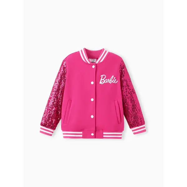 PATPAT Barbie Outfit Toddler/Kid Girl Sequin-sleeve Bomber Jacket Pink