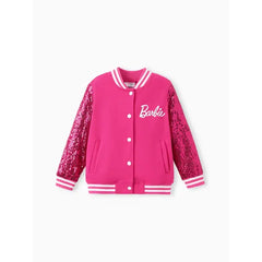 PATPAT Barbie Outfit Toddler/Kid Girl Sequin-sleeve Bomber Jacket Pink