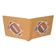 Leatherboss Men's Bifold Wallet – American Football Sports Theme | Genuine Leather Card & Cash Holder