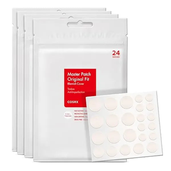 COSRX Acne Pimple Patch Absorbing Hydrocolloid Original 3 Size Patches for Blemishes and Zits Cover, Spot Stickers for Face and Body.
