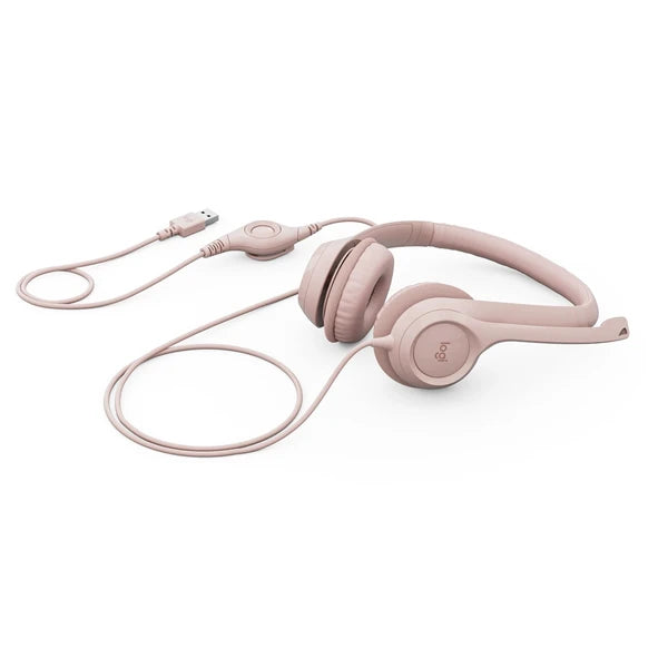 Logitech H390 USB Type Computer Wired Headset (981-001281)-ROSE