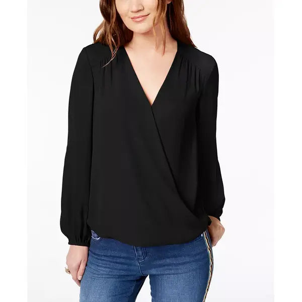 Women's Surplice Top, Created for Macy's-Black