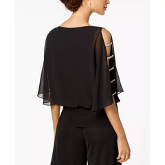 Macy's Embellished-Sleeve Top-Black