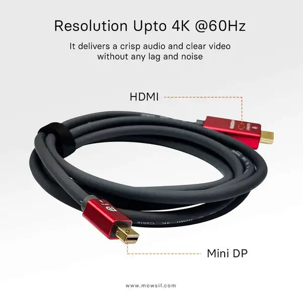 Mowsil Mini DP to HDMI Cable, 4K 30Hz Mini DisplayPort (Thunderbolt 2) to HDMI Cable (2 Meter)