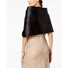 Adrianna Papell Women's Charmeuse Shawl, Elegant and Versatile for Formal Wear, Black , Size OS