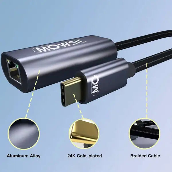 Mowsil USB-C to RJ45 Lan Gigabit Adapter