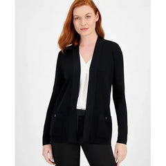 Anne Klein Womens Malibu Fine Rib Open Front Cardigan, Stylish Lightweight Layering Piece