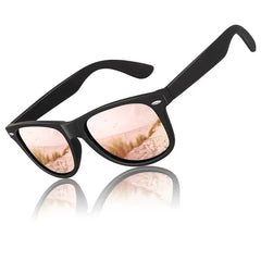 LINVO Classic Retro Polarized Black Sunglasses for Men Women Fishing Driving Hiking