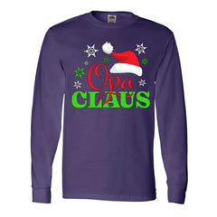 Inktastic Opa Claus with Christmas Santa Hat and Snowflakes Long Sleeve T-Shirt
