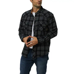 COEVALS CLUB Mens Flannel Long Sleeve Shirts Corduroy Lined Snap Button Up Cotton Western Plaid Shirts