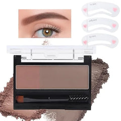 Kaely 2 Color Eye Brow Powder Makeup Kit,Eyebrow Contour Palette for Beginners,Brow Stamp Stencils Kit,Eyebrows Waterproof Gel with Brush