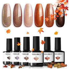 Modelones Cat Eye Gel Polish & Nail Art Set – 6 Color Holographic Glitter Kits, Magnetic Tools, and Holiday Gems – Christmas & Winter DIY