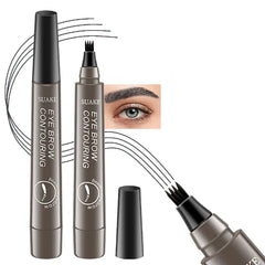 Kaely 2Pcs Microblading Eyebrow Pen with Brush, Magical Precise Waterproof Brow Pen, 4 Tip Eyebrow Contouring Eye Brow Pencils for Women, Creates Natural Brows