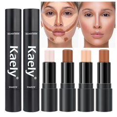 Kaely 4 Color Highlighter Contour Stick, Cream Contour Palette Kit for Beginners, Bronzer Contouring Sticks - 0.32 Ounce (Pack of 2)