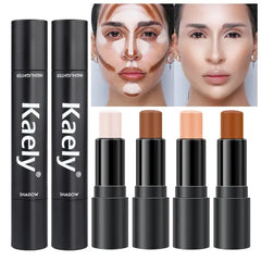 Kaely 4 Color Highlighter Contour Stick, Cream Contour Palette Kit for Beginners, Bronzer Contouring Sticks - 0.32 Ounce (Pack of 2)