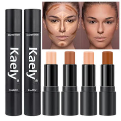Kaely 4 Color Highlighter Contour Stick, Cream Contour Palette Kit for Beginners, Bronzer Contouring Sticks - 0.32 Ounce (Pack of 2)