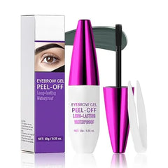 FeiCuiYun Eyebrow Tattoo Peel Off Tint Gel for Women, Dark Brown Peel Off Eyebrow Tint with 150°Small Curved Tray, Last Up to 5 Days, Waterproof, Fuller & Defined Looking Brows