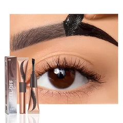 FeiCuiYun Eyebrow Tattoo Peel Off Tint Gel for Women, Dark Brown Peel Off Eyebrow Tint with 150°Small Curved Tray, Last Up to 5 Days, Waterproof, Fuller & Defined Looking Brows