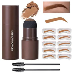 FeiCuiYun Eyebrow Powder Stamp Stencil Set, Eyebrow Stencils Shaping Kit, Long Lasting Soft and Natural Eyebrow Powder for Women Girl, Includes Brush&Stencils