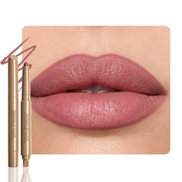 FeiCuiYun Matte Crayon Lip Liner Pencil, Plum Lip Liners Lipstick For Women, Plump Creamy Formula With Silicone Smudger for Define Contours & Sculpting Lip