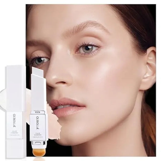 FeiCuiYun 2in1 Color Changing Foundation Stick, Cream Lumine Skin Stick, Weightless, Skin fit, Satin Glow Finish, Coverage Finish Base Makeup Dual Ended with Brush