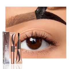 FeiCuiYun Eyebrow Tattoo Peel Off Tint Gel for Women, Dark Brown Peel Off Eyebrow Tint with 150°Small Curved Tray, Last Up to 5 Days, Waterproof, Fuller & Defined Looking Brows
