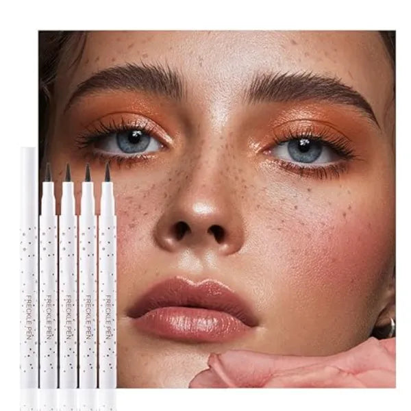 FeiCuiYun 4Pcs Freckle Stamp Pen, Chestnut Fake Freckle Stamp Makeup Tool, Faux Freckle Stamp, Waterproof & Long Lasting Lifelike Sunkissed Face Freckle Makeup