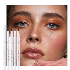 FeiCuiYun 4Pcs Freckle Stamp Pen, Chestnut Fake Freckle Stamp Makeup Tool, Faux Freckle Stamp, Waterproof & Long Lasting Lifelike Sunkissed Face Freckle Makeup