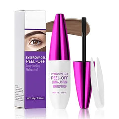 FeiCuiYun Eyebrow Tattoo Peel Off Tint Gel for Women, Dark Brown Peel Off Eyebrow Tint with 150°Small Curved Tray, Last Up to 5 Days, Waterproof, Fuller & Defined Looking Brows
