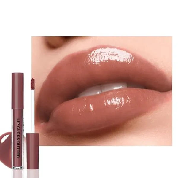 FeiCuiYun Brown Nourishing Lip Plumper Gloss, Warm Brown Moisturizing High Shine Nude Lip Glow Oil, Long Wear Hydration Mini Liquid Lipstick Makeup, Fresh Lightweight Glossy Plumping Lip Gloss for Women