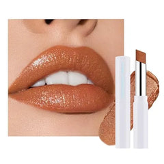 FeiCuiYun Nude Brown Shimmer Metallic Moisturizing Glow Plumping Lipstick Makeup, Lipstick with Metallic 3D Shine Lightweight Hydrating Formula, Glitter Lip Gloss Stain Long Lasting Waterproof