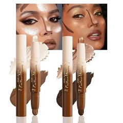 FeiCuiYun Dual Ended 2 in 1 Cream Contour & Highlighter Stick Makeup For Face & Body Waterproof, Long Lasting, Suitable for All Skin Tones