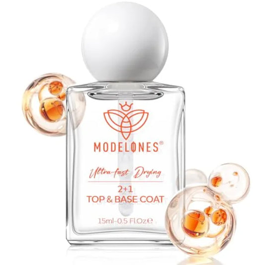 Modelones Quick Dry Nail Polish, Lacquer & Treatment (15ml) – Long Lasting High Shine Strengthener – Available in Various Colors & Finishes