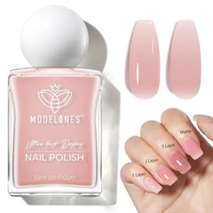 Modelones Quick Dry Nail Polish, Lacquer & Treatment (15ml) – Long Lasting High Shine Strengthener – Available in Various Colors & Finishes