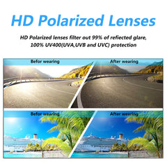 PUKCLAR Pilot Men Polarized Sunglasses Lightweight Rectangular Sunglasses for Man Women with UV400 Protection for Driving Golf