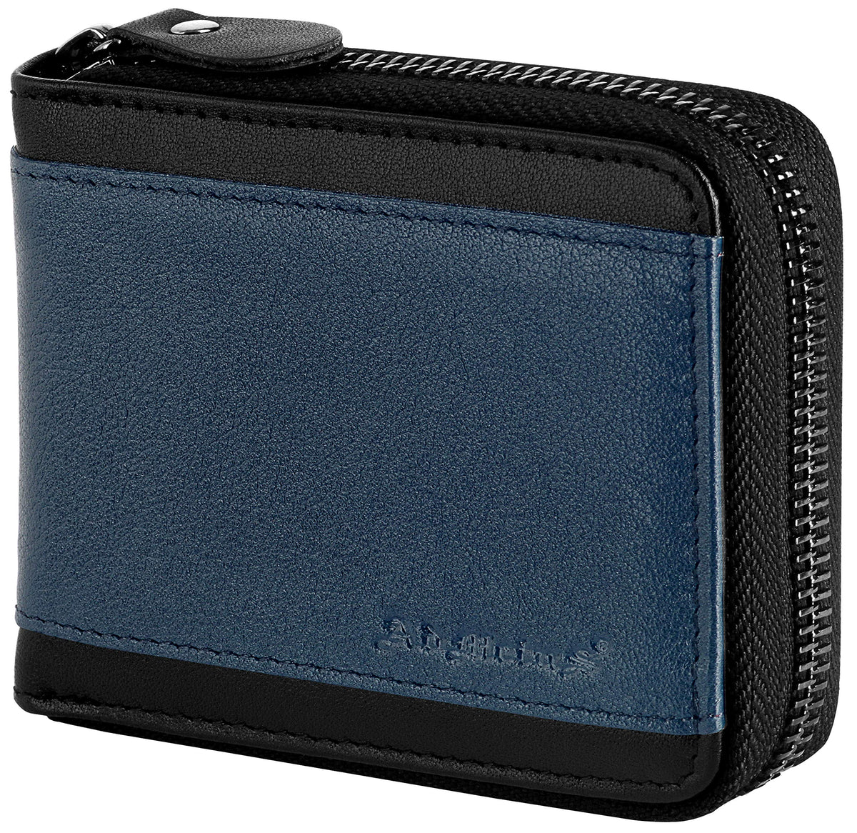 Admetus Mens RFID Blocking Wallets Zipper Leather Wallet for Men Bifold RFID Card Holder, Black-19, M