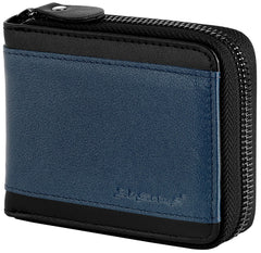 Admetus Mens RFID Blocking Wallets Zipper Leather Wallet for Men Bifold RFID Card Holder, Black-19, M
