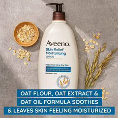 Aveeno Skin Relief 24 Hour Moisturizing Lotion For Sensitive Skin With Natural Shea Butter & Triple Oat Complex, Unscented TherapEUtic Lotion For Extra Dry, Itchy Skin, 8 Fl. Oz, 8 Fl Oz (Pack Of 1)