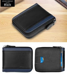 Admetus Mens RFID Blocking Wallets Zipper Leather Wallet for Men Bifold RFID Card Holder, Black-23, M