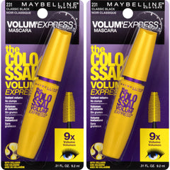 Maybelline New York Volum' Express The Colossal Washable Mascara Makeup, Classic Black, 2 Count