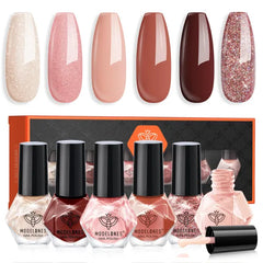 Modelones Mini Glitter Nail Polish Kit (6 Colors) – Long Lasting Quick Dry Formula – Manicure DIY Gift Set for Girls