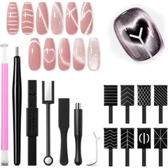 Modelones Cat Eye Gel Polish & Nail Art Set – 6 Color Holographic Glitter Kits, Magnetic Tools, and Holiday Gems – Christmas & Winter DIY