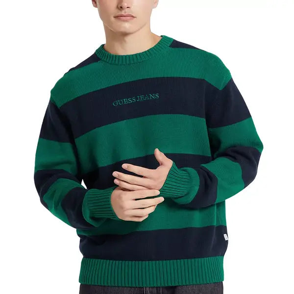 GUESS JEANS Men's Stripe Logo Sweater