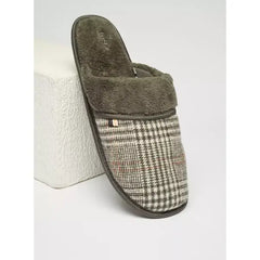 Checked Slip-On Bedroom Mules